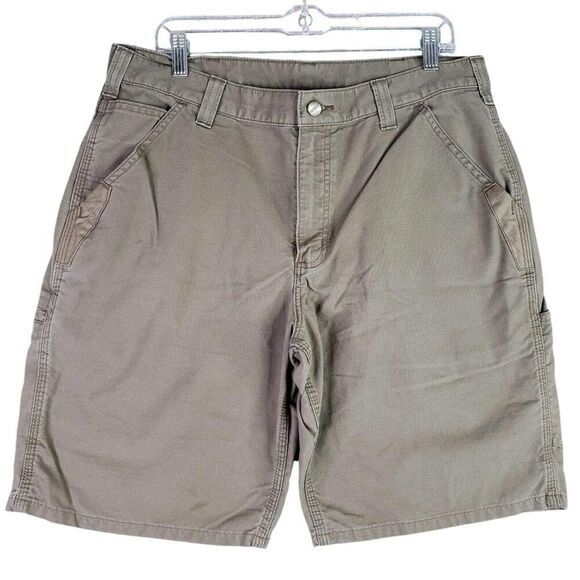 Carhartt Cargo Shorts Mens Size 36 Canvas Cotton Relaxed Beige Tan Pockets - Picture 2 of 10